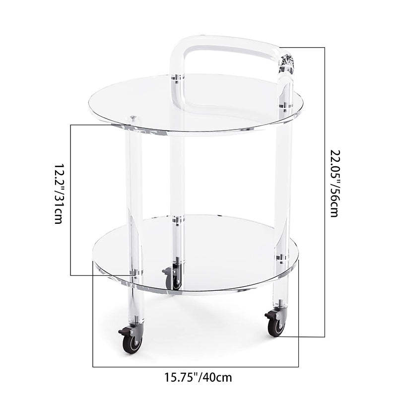 Contemporary Acrylic 2-Tier Rolling End Table