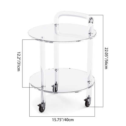 Contemporary Acrylic 2-Tier Rolling End Table