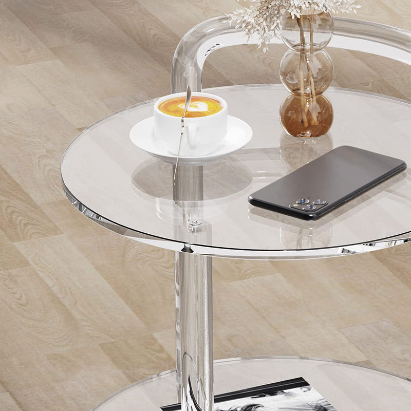 Contemporary Acrylic 2-Tier Rolling End Table