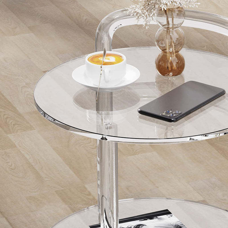 Contemporary Acrylic 2-Tier Rolling End Table