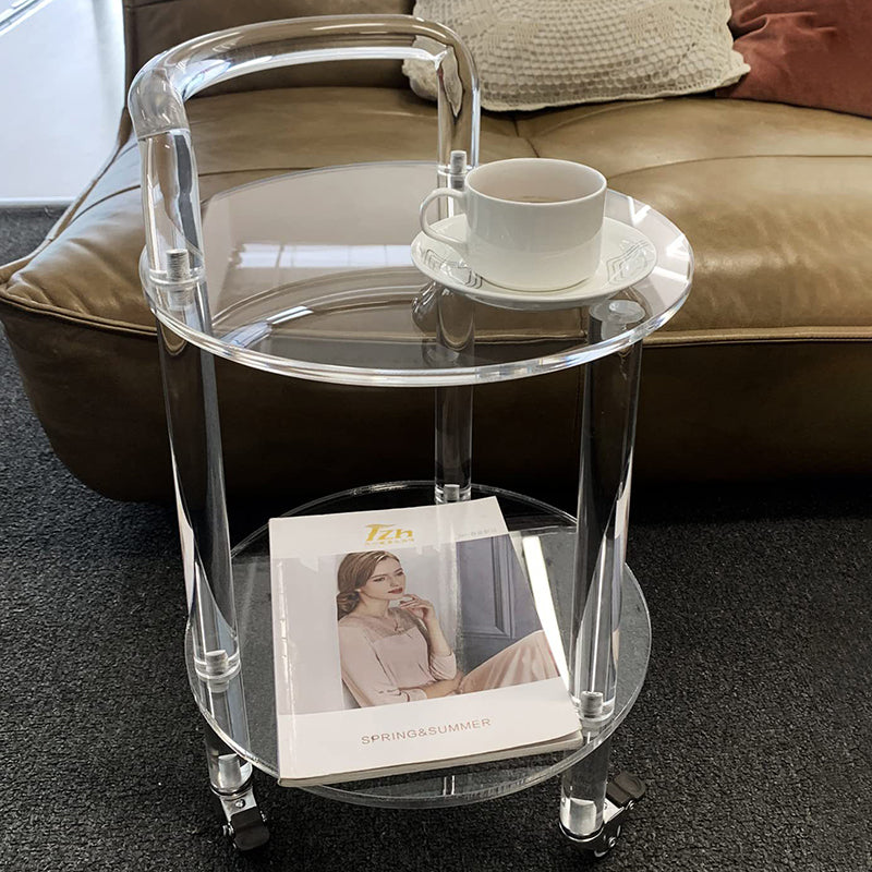 Contemporary Acrylic 2-Tier Rolling End Table