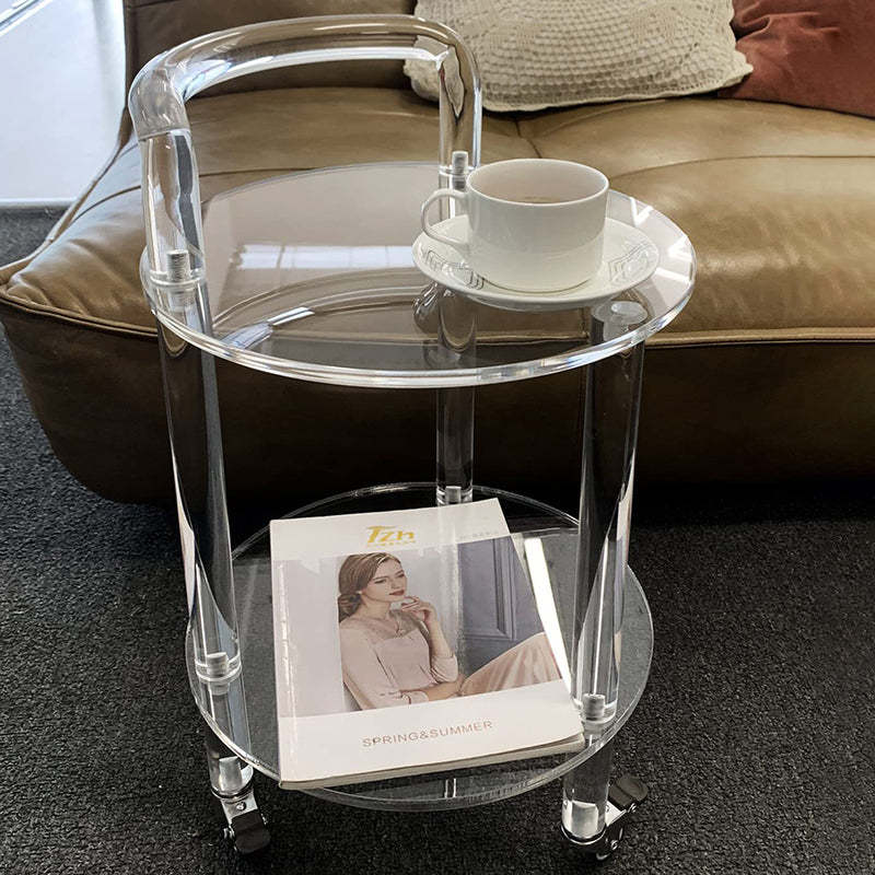 Contemporary Acrylic 2-Tier Rolling End Table