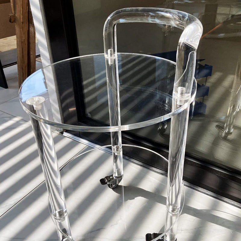 Contemporary Acrylic 2-Tier Rolling End Table