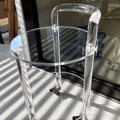 Contemporary Acrylic 2-Tier Rolling End Table