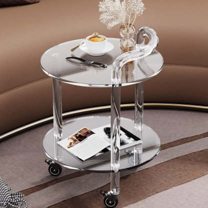 Contemporary Acrylic 2-Tier Rolling End Table