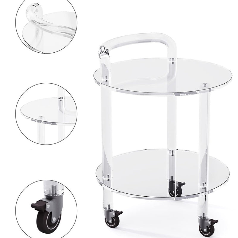 Contemporary Acrylic 2-Tier Rolling End Table