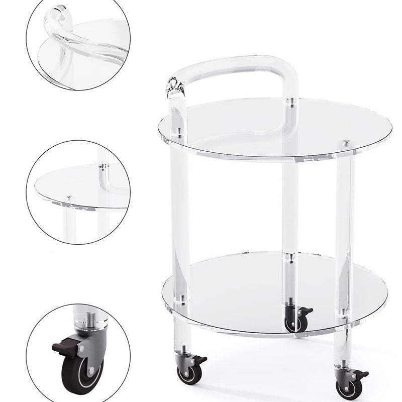 Contemporary Acrylic 2-Tier Rolling End Table