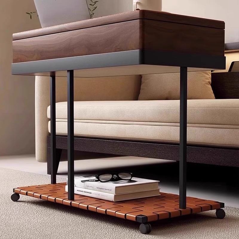 Eclectic Rotatable Solid Wood 2-Tier End Table