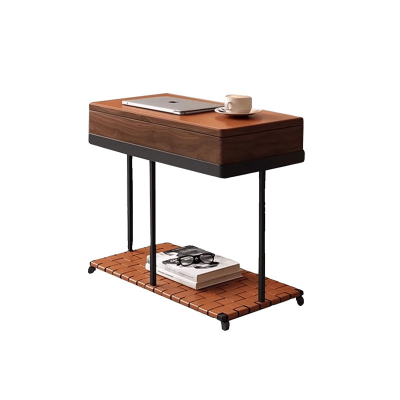 Eclectic Rotatable Solid Wood 2-Tier End Table