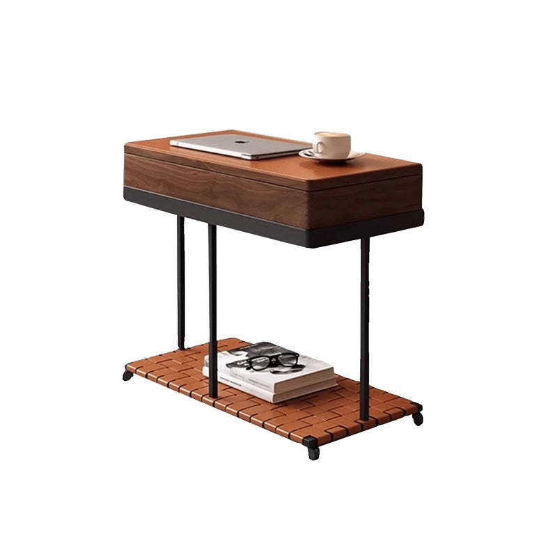 Eclectic Rotatable Solid Wood 2-Tier End Table