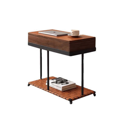 Eclectic Rotatable Solid Wood 2-Tier End Table