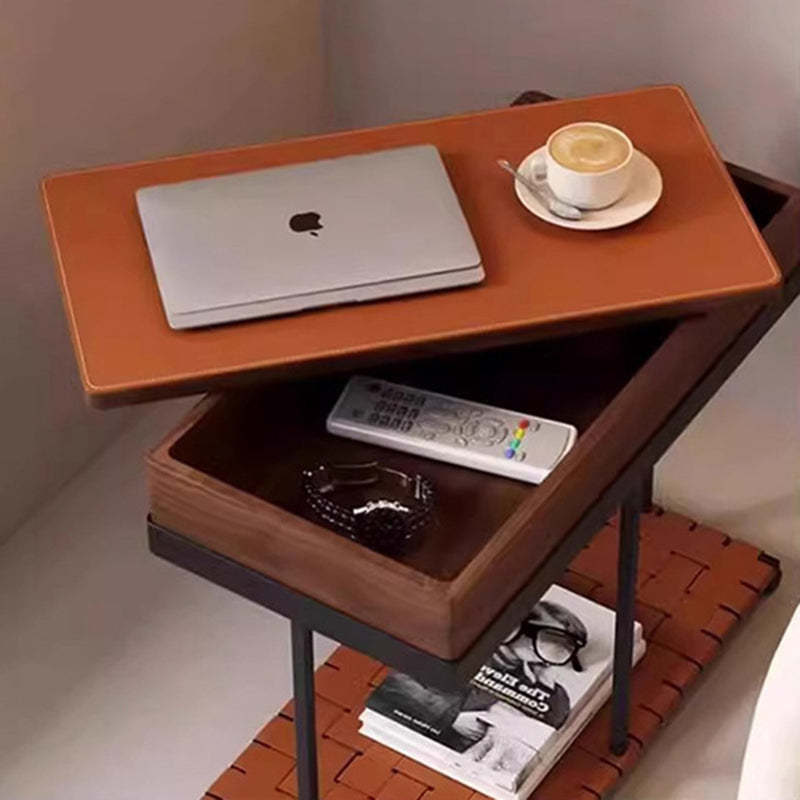 Eclectic Rotatable Solid Wood 2-Tier End Table