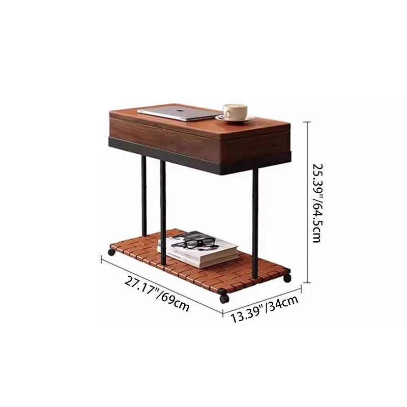 Eclectic Rotatable Solid Wood 2-Tier End Table