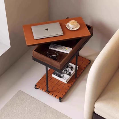 Eclectic Rotatable Solid Wood 2-Tier End Table
