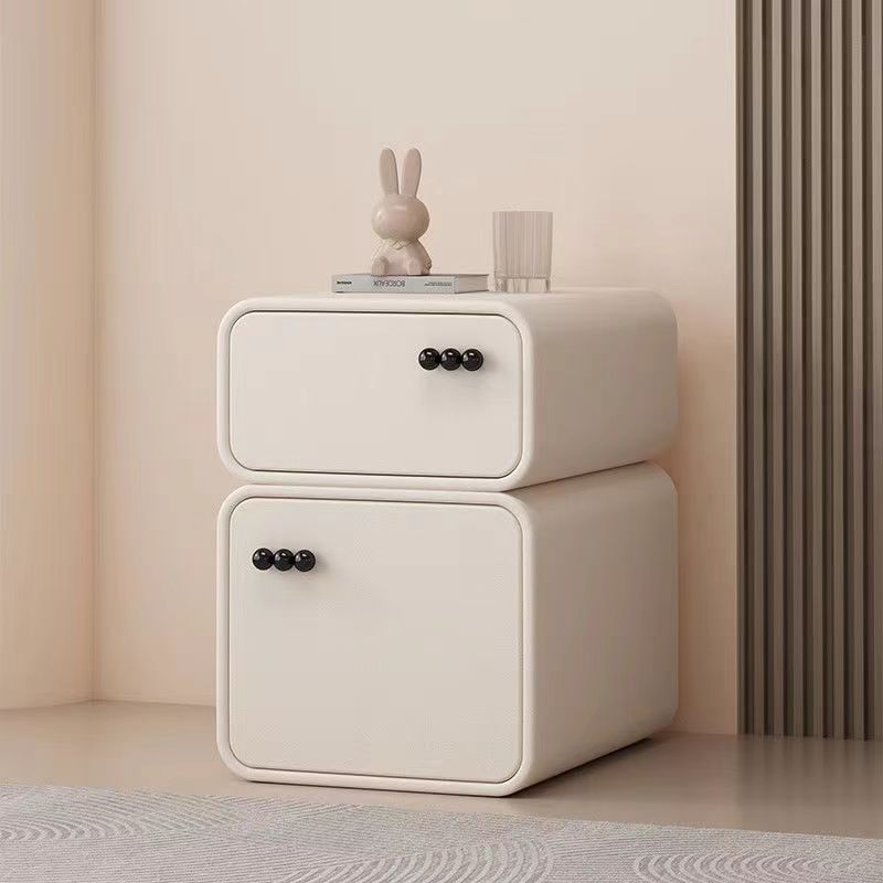 Lighom nordic 2-drawer gray nightstands — 11.81" L x 15.75" W x 19.69" H / Solid Wood / Beige
