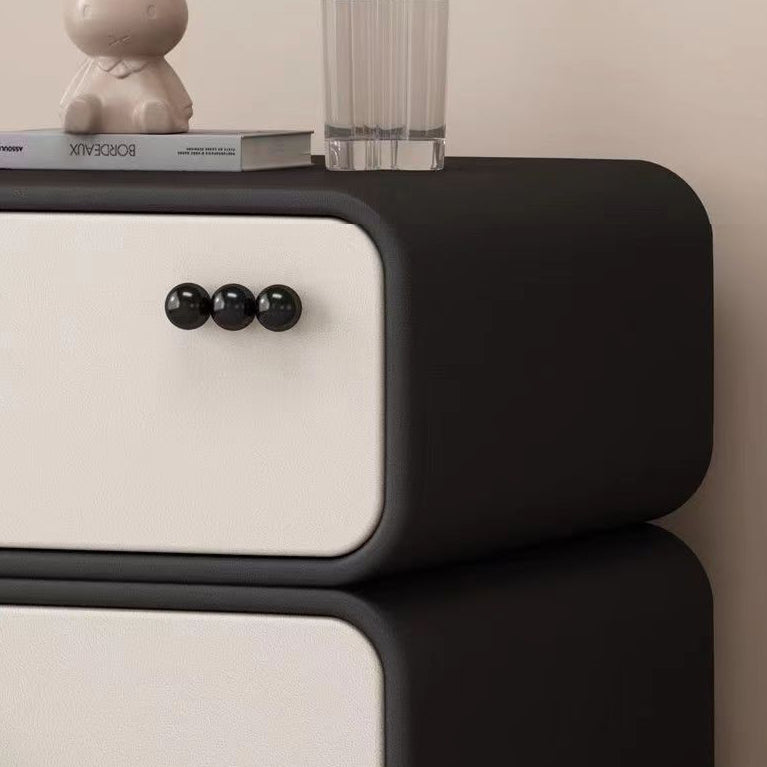 Scandinavian Cream Wood 2-Drawer Nightstand — Wood / Orange