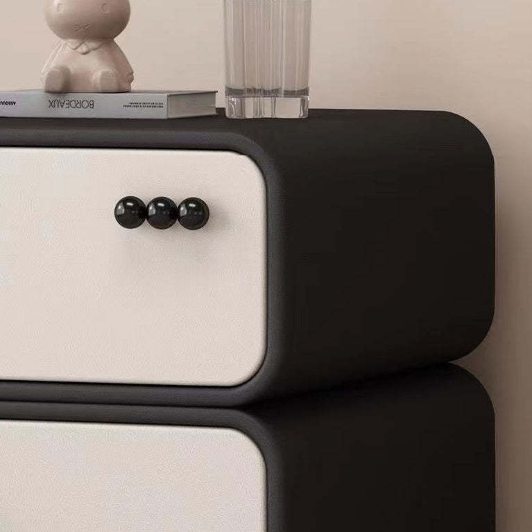 Scandinavian Cream Wood 2-Drawer Nightstand — Wood / Orange