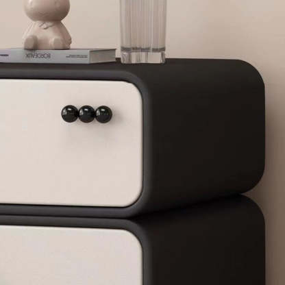 Scandinavian Cream Wood 2-Drawer Nightstand — Wood / Orange