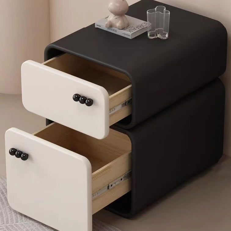 Scandinavian Cream Wood 2-Drawer Nightstand — Wood / Khaki