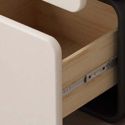 Scandinavian Cream Wood 2-Drawer Nightstand — Wood / Light Gray