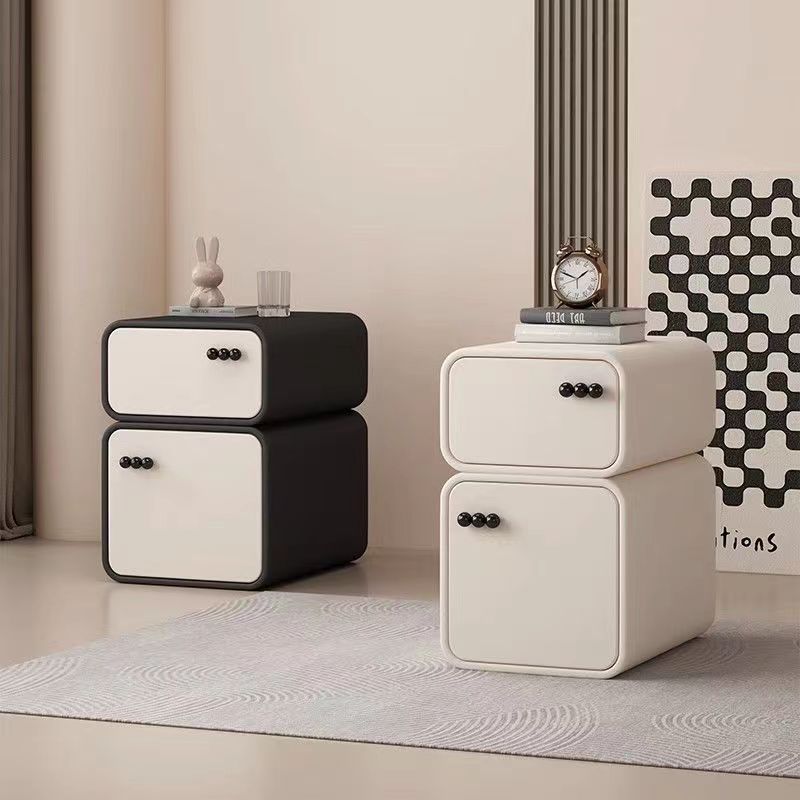 Scandinavian Cream Wood 2-Drawer Nightstand — Wood / Beige