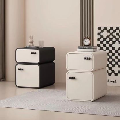 Scandinavian Cream Wood 2-Drawer Nightstand — Wood / Beige