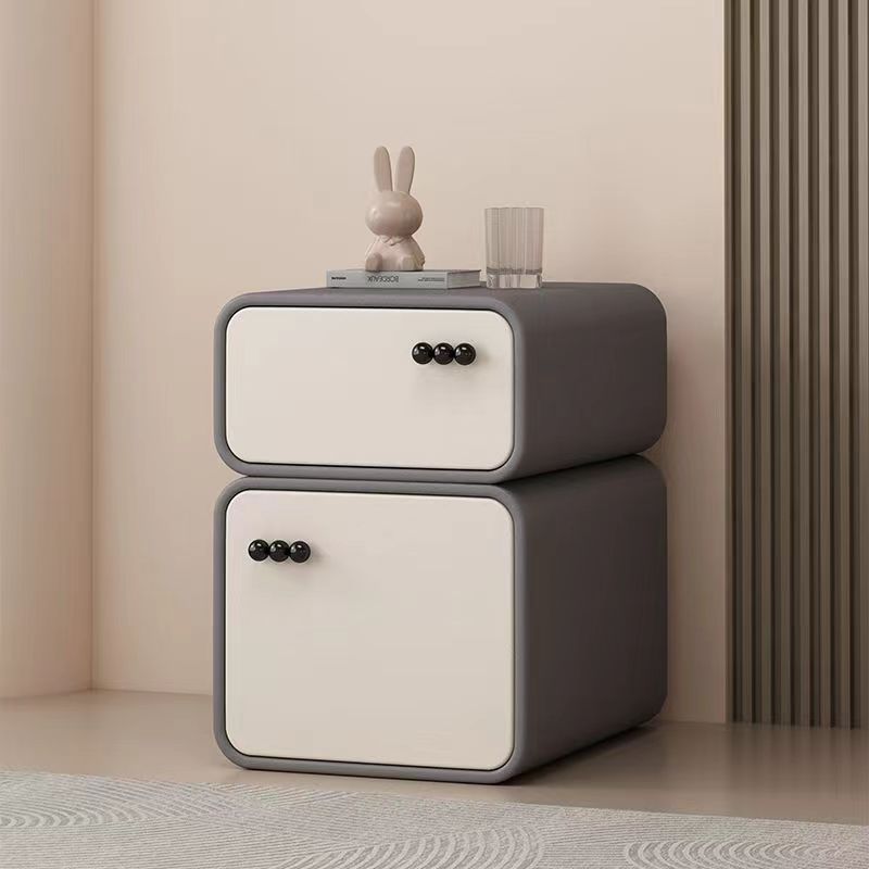 Scandinavian Cream Wood 2-Drawer Nightstand — Wood / Beige
