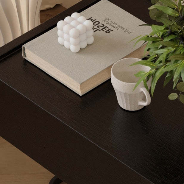 Minimalist Wood Glass 1-Drawer Nightstand