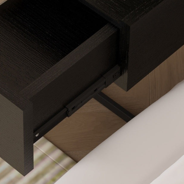 Minimalist Wood Glass 1-Drawer Nightstand