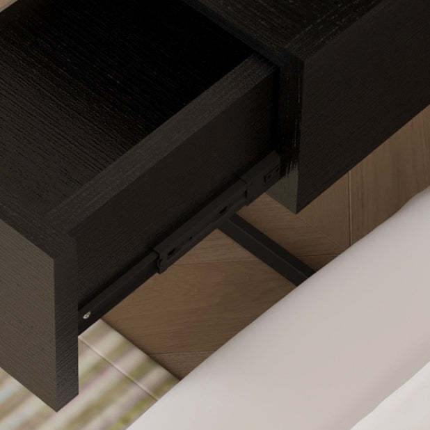 Minimalist Wood Glass 1-Drawer Nightstand