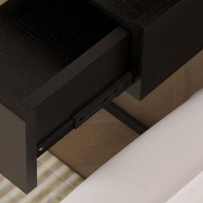 Minimalist Wood Glass 1-Drawer Nightstand