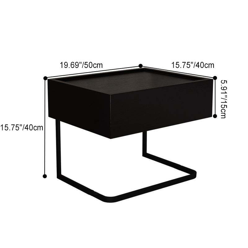 Minimalist Wood Glass 1-Drawer Nightstand