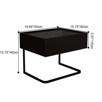 Minimalist Wood Glass 1-Drawer Nightstand
