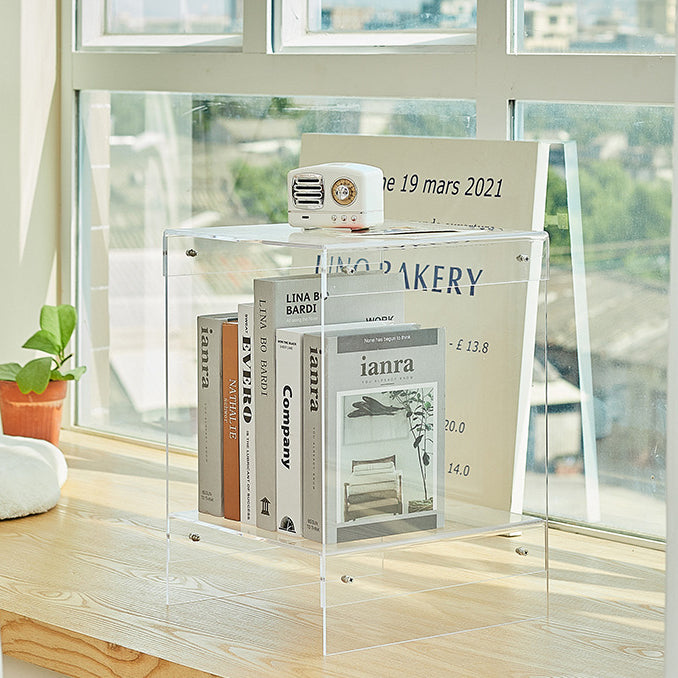 Minimalist Acrylic 2-Tier End Table — Transparent