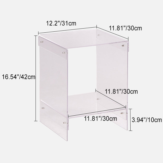 Minimalist Acrylic 2-Tier End Table — Frosted White