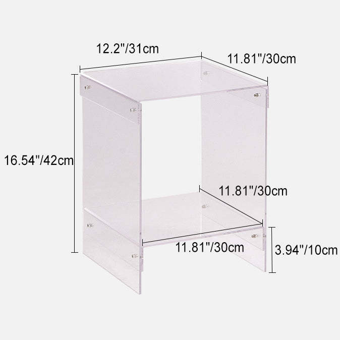 Minimalist Acrylic 2-Tier End Table — Frosted White