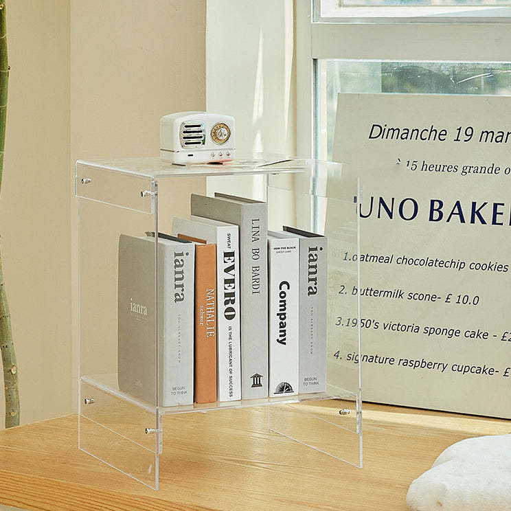 Minimalist Acrylic 2-Tier End Table — Orange