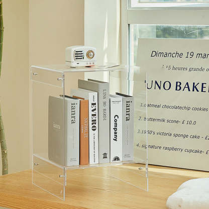 Minimalist Acrylic 2-Tier End Table — Orange
