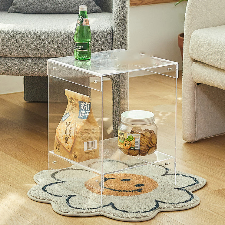 Minimalist Acrylic 2-Tier End Table — Brown