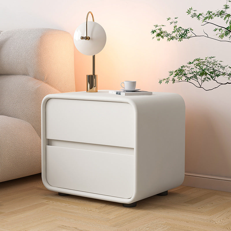 Scandinavian Wood Veneer 2-Drawer Nightstand — Brown