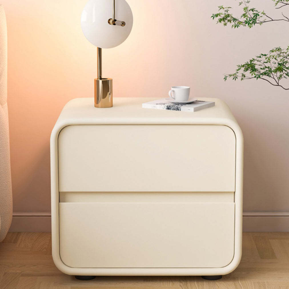 Scandinavian Wood Veneer 2-Drawer Nightstand — Light Gray