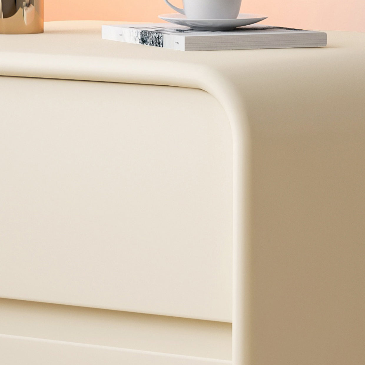 Scandinavian Wood Veneer 2-Drawer Nightstand — Pink