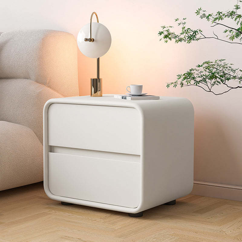 Scandinavian Wood Veneer 2-Drawer Nightstand — Brown