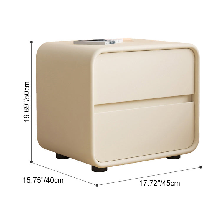 Scandinavian Wood Veneer 2-Drawer Nightstand — Orange