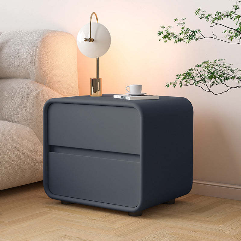 Scandinavian Wood Veneer 2-Drawer Nightstand — Light Gray