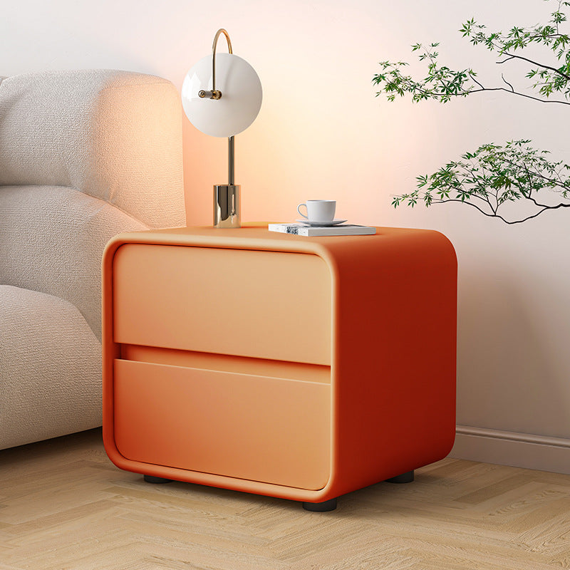 Scandinavian Wood Veneer 2-Drawer Nightstand — Green