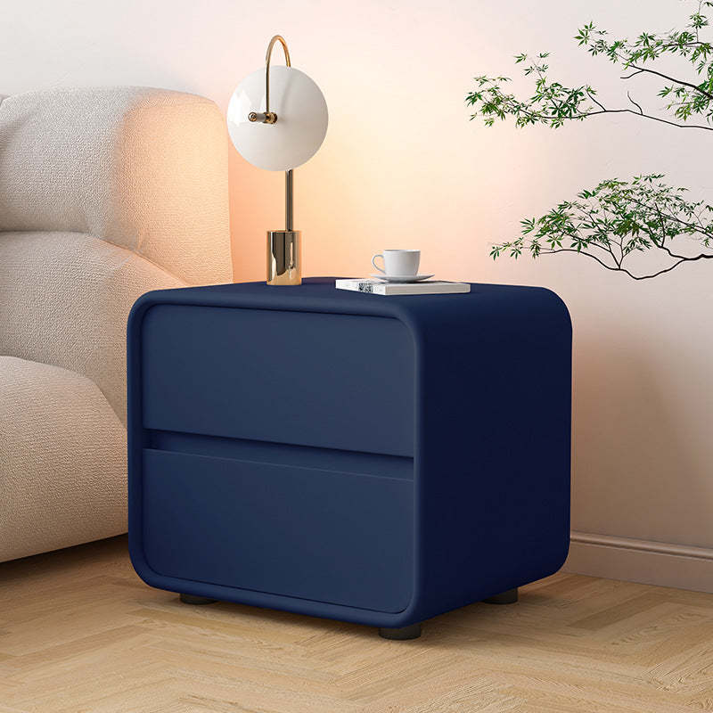 Nordic 2-drawer veneer gray wood nightstands — 15.75" L x 15.75" W x 19.69" H / Blue