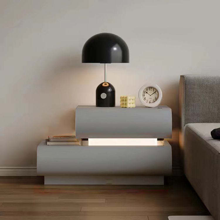 Lighom minimalist double rock gray nightstands — 19.69" L x 15.75" W x 16.54" H / Left