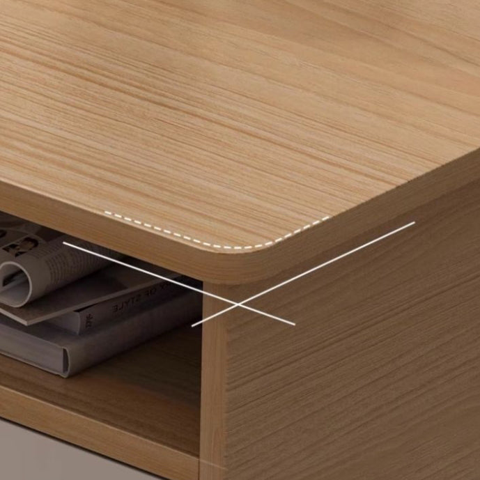 Minimalist Wood Engineered Wood Coffee Table — Original Wood Color - One Drawer