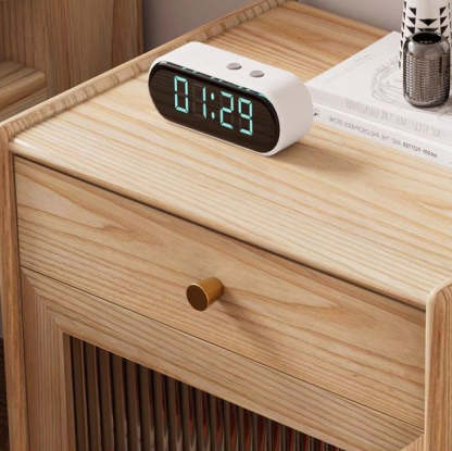 Minimalist Wood Rock Slab 2-Drawer Nightstand — White